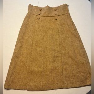 MODCLOTH Timeless Elements Herringbone
Skirt High Waist Tan Wool Blends.